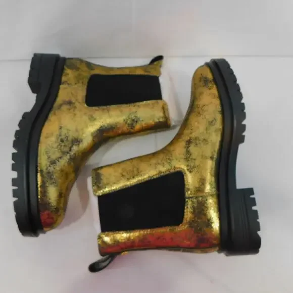 Ralph Lauren Womens Corinne Leather Distressed Metallic Booties Size 7.5 - Picture 7 of 11